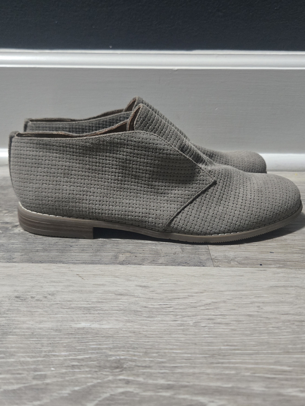 Franco Sarto Pieta Women's 7.5 Woven Suede Slip On Boots in Taupe Gray